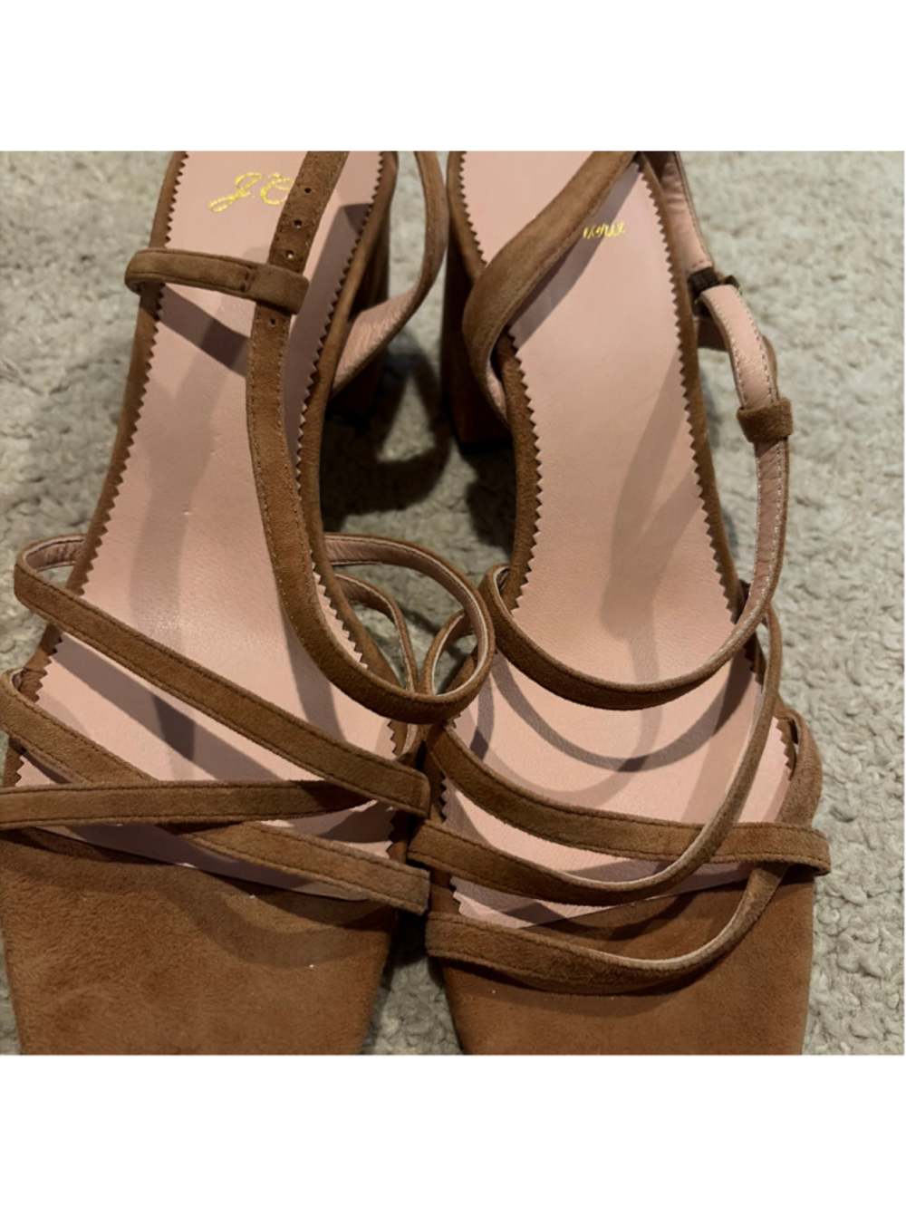 Women's J.Crew Brown Suede Strappy Block Heel Sandals-Sz 10